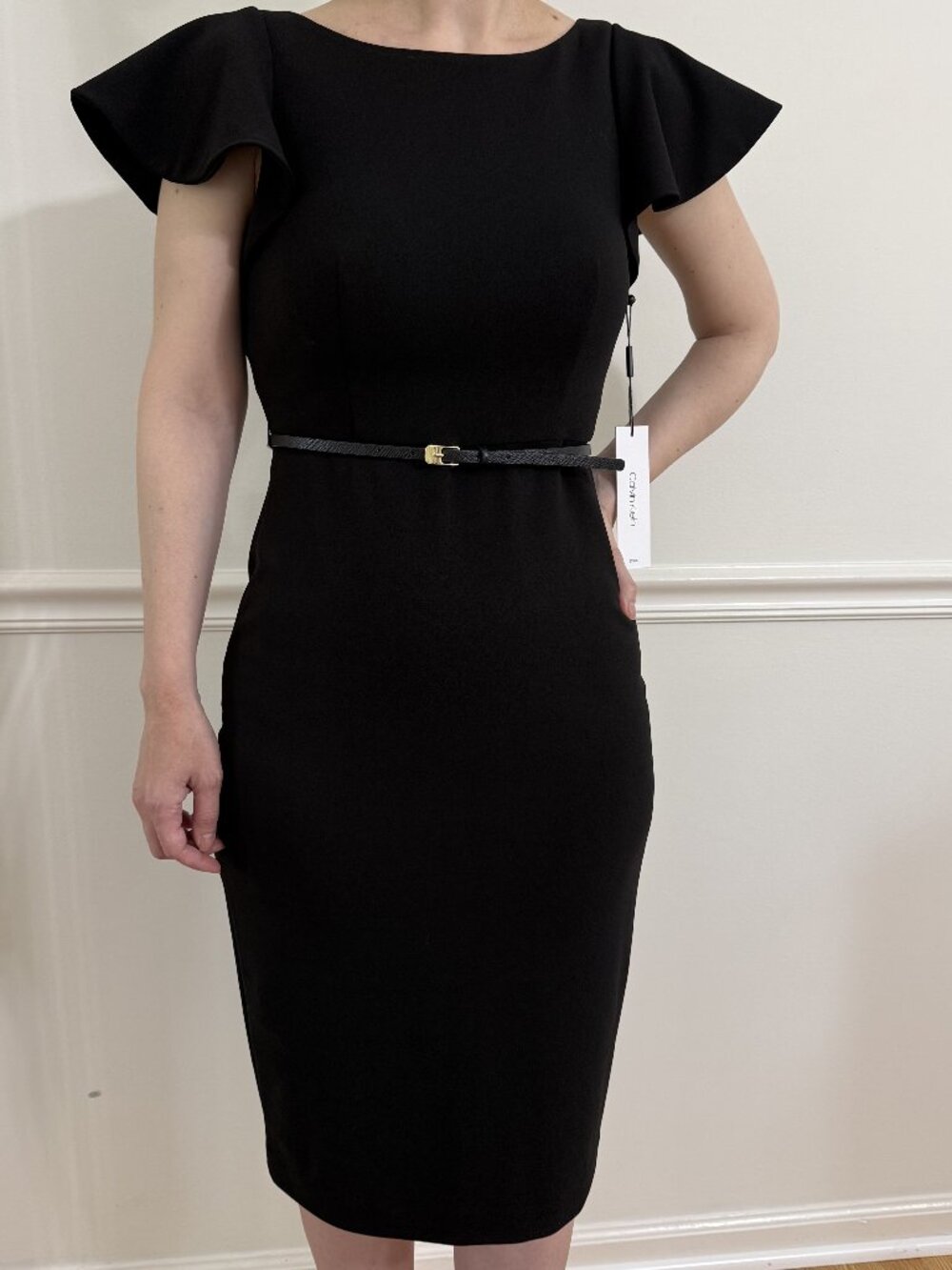 Classic black Calvin Klein dress with belt - NWT!